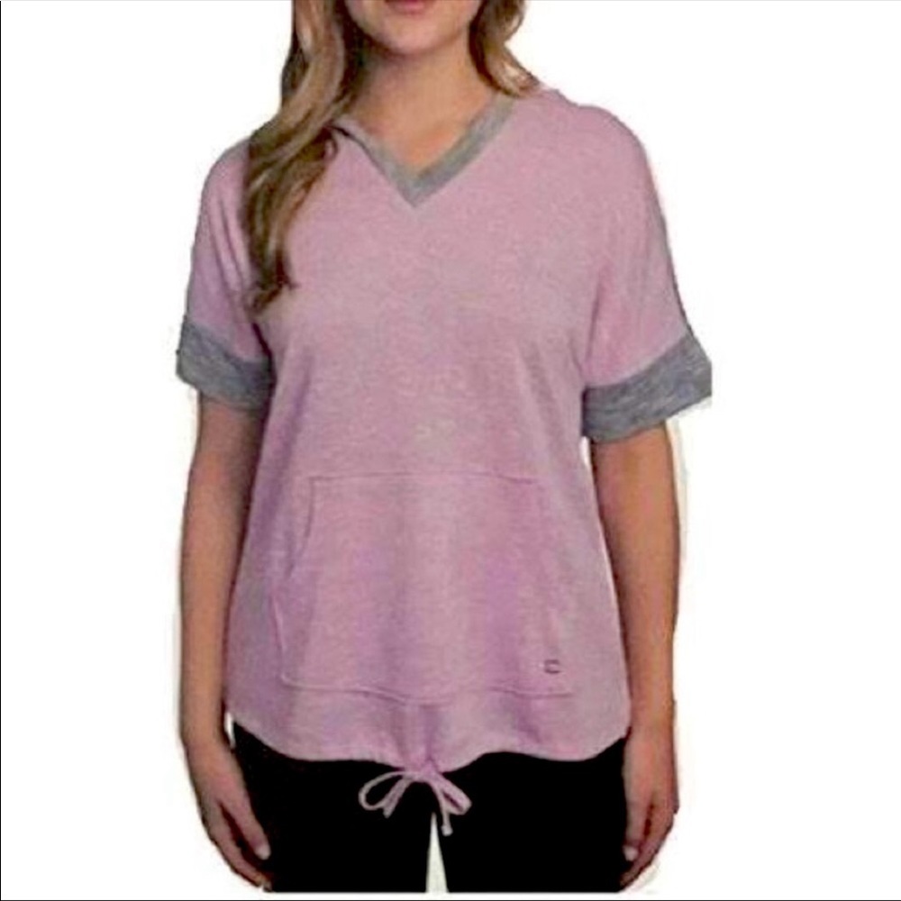 Champion Size Small Grey/Purple Athletic Short Sleeve Hoodie Apparel